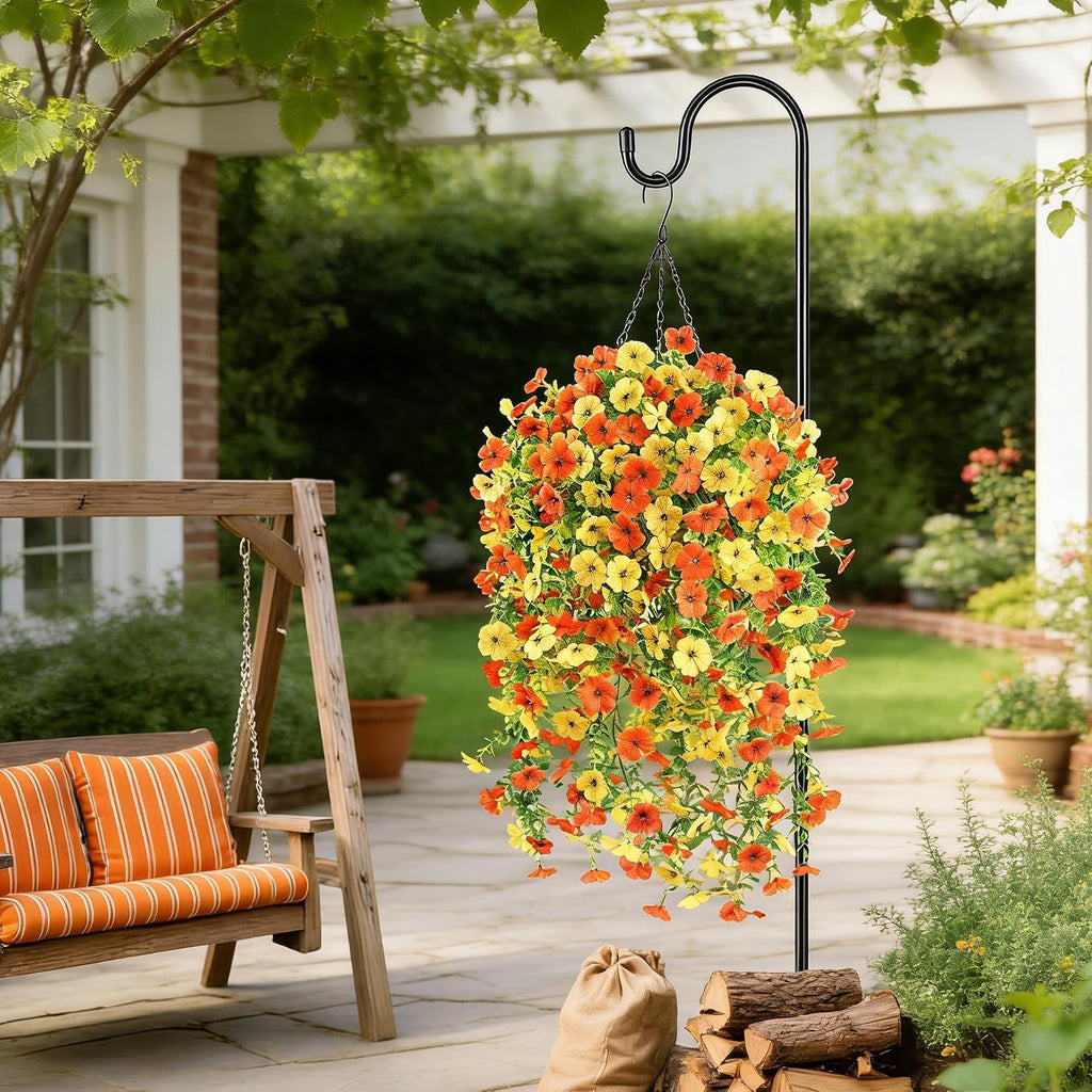 Artificial Fall Flowers for Outdoors UV Resistant Orange Fake Mums Decor