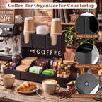 Expandable 2 Tier Coffee Station Organizer, Coffee Bar Organizer with 11 Compartments & Cup Holder Rack, Coffee Pod Holder for K Cups, Tea Bags, Sugar Packets, Countertop Coffee Accessories Storage