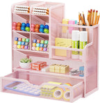 Marbrasse Mesh Pen Holder for Desk, Multi-Functional Pencil Organizer with Drawer, Desk Organizers and Accessories for Office Art Supplies (Large Black)