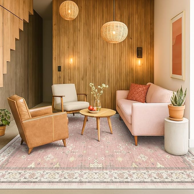 Light Pink Rugs for Girls Bedroom by HazoHaus