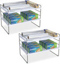 YAN & HIN 2 Pack Expandable Cabinet Organizer Shelf, 3-Tier Kitchen Cabinet Organizer for Tupperware & Food Container Storage, Adjustable Pantry Shelf Organizer for Bottles, Lids & Countertop