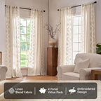 jinchan Belrose 4 Panel Curtains Set 84 Inch Length Floral Curtains Ivory - Image 2