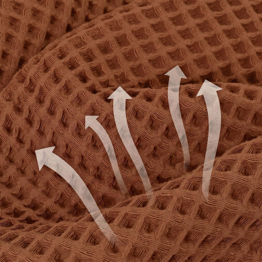 Waffle Bath Towels Set of 2 (Rust) - Fall Bathroom Decor, Large 31” x 62”