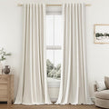 Guken Cream 100% Blackout Linen Curtains 108 Inch Length 2 Panels Set by Guken