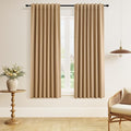 Guken Camel Brown 100% Blackout Linen Curtains 63 Inch Length 2 Panels Set by Guken