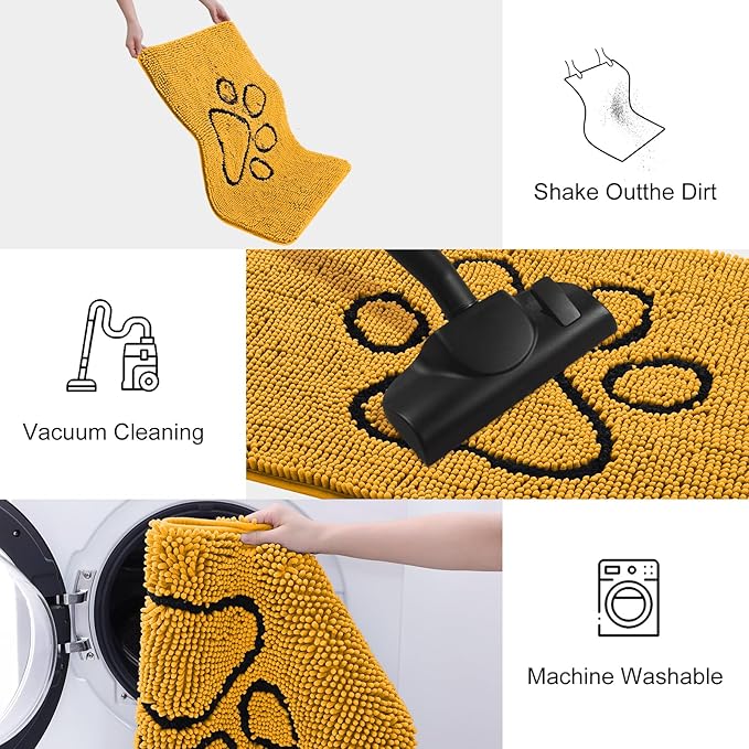 Smiry Dog Door Mat for Muddy Paws, Absorbent Dirt Trapper Non Slip Quick Dry - Image 6