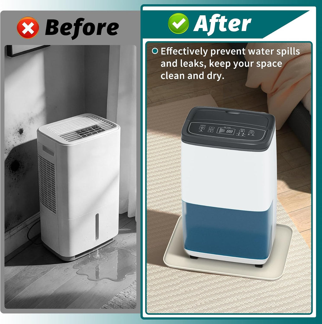 Daisypower Dehumidifier Drip Pan - 15 1/2''x10 1/2'' Leak-Proof Hard Plastic Pans with Raised Edge | Non-Slip & Water-Resistant | Protects Floors & Carpets | for Small Dehumidifiers/Humidifiers