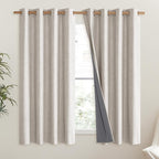 NICETOWN Brich Vintage Open Linen Weave Flax Thermal Curtains, 100% Blackout - Image 2