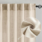 MIULEE Light Taupe Linen Curtains 96 Inches Long 2 Panels - Image 2