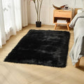 duduta Black Faux Sheepskin Fur Rug 3x5 ft, Fluffy Shag Bedroom Dorm Nursery by duduta