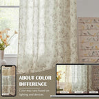 jinchan Linen Floral Curtains for Living Room 84 Inch Length Taupe Printed - Image 5