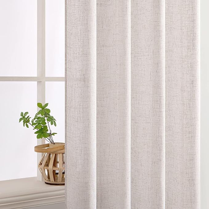 MIULEE White Linen Curtains 90 Inch Long 2 Panels Set - Image 5