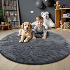 OLANLY Grey Round Rugs for Bedroom - Image 3