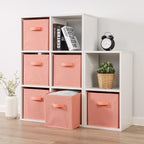 Stero 13x13x13 Inch Fabric Storage Bins 6 Pack Fun Colored Durable Storage Cubes with Handles Foldable Cube Baskets for Home, Kids Room, Closet and Toys Organization Peachpuff