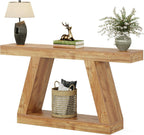 Tribesigns Farmhouse Console Table, 55-Inch Rustic Sofa Table with Storage, Industrial Wooden Entryway Table for Hallway, Living Room, Natural Brown