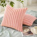 decorUhome Summer Cozy Faux Fur Throw Pillow Covers 22x22 Set of 2 Decorative - Image 2