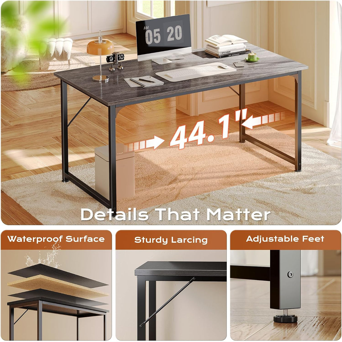 PRAISUN 47 X 24 Inch Computer Desk with Deeper Desktop
