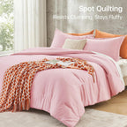 MUXHOMO Queen Comforter Set, 3-Piece All-Season Bedding, Pink