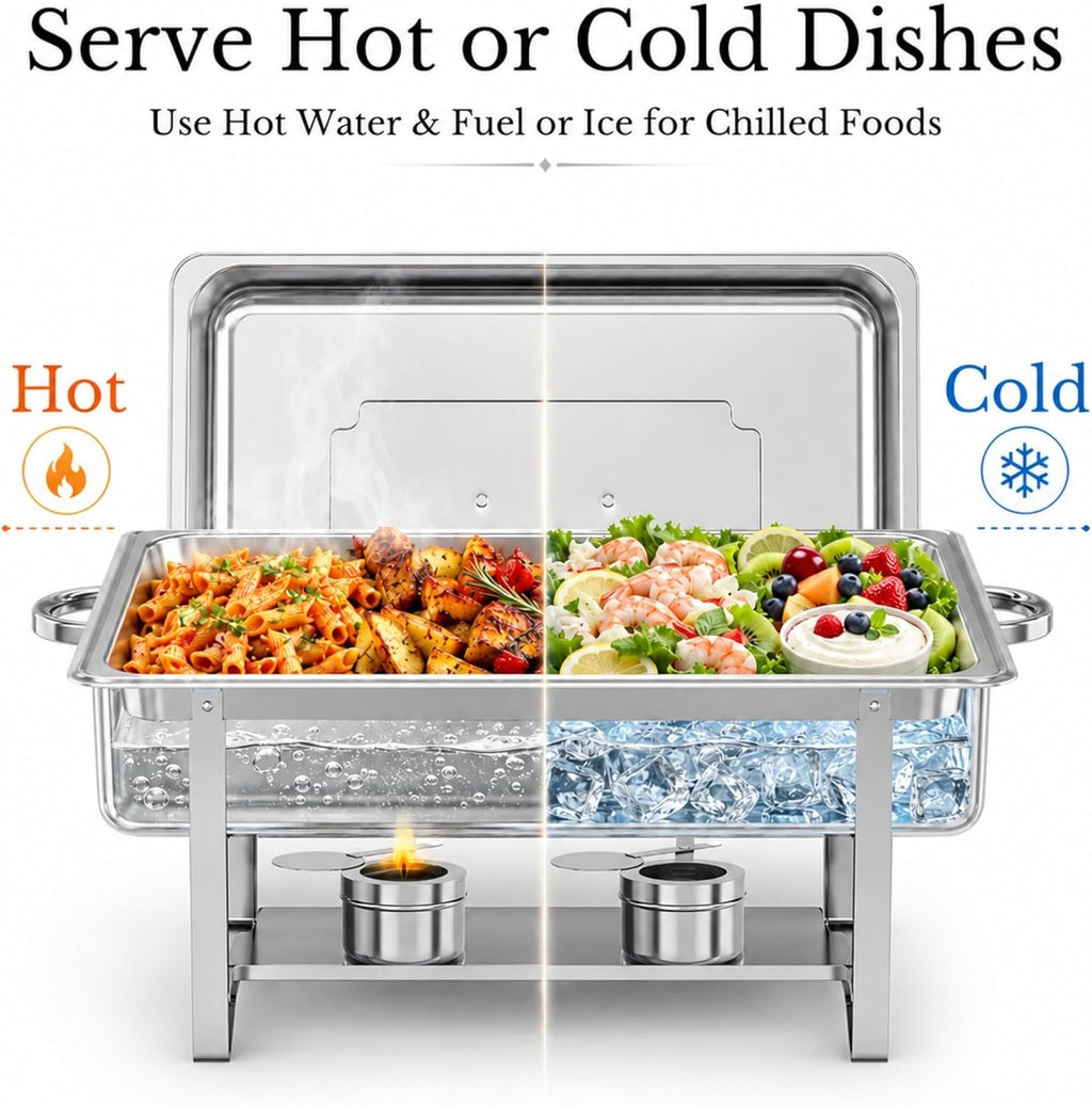 Silver Chafing Dishes, 44QT 4 Pack with 7 Multi-Size Pans