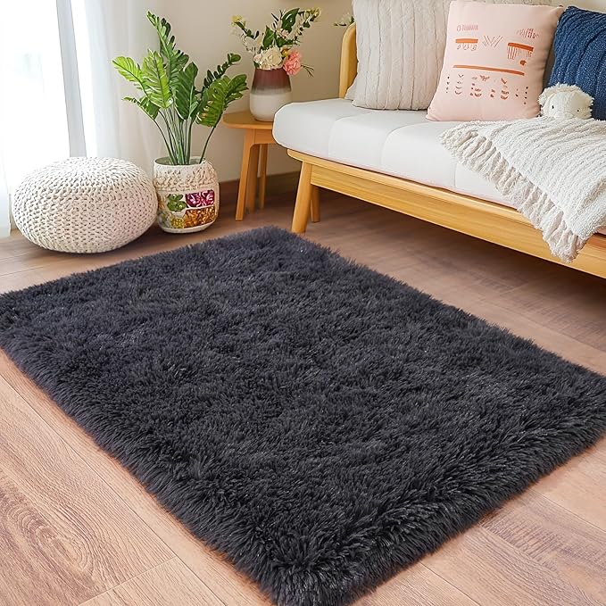 Small Rugs for Bedroom, Fluffy 2x3 Rug Throw Non Slip for Bedside Dorm Kids Room by Quntue