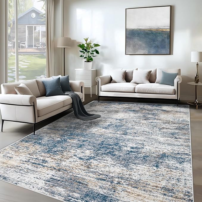6x9 Area Rugs for Living Room, Washable Modern Abstract Large Area Rug Neutral by XLUEZ