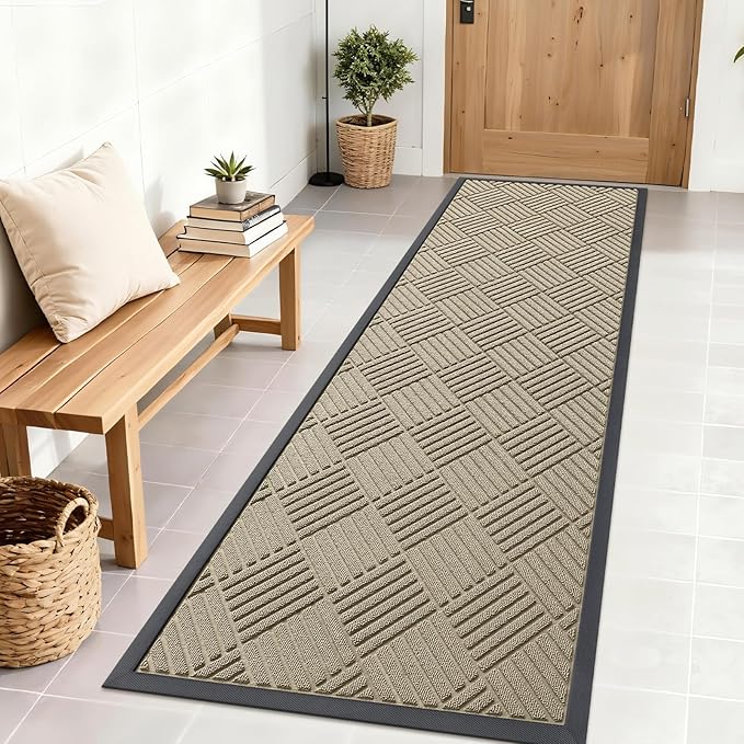 OLANLY Front Door Mat Outside Entrance 71x23, Heavy Duty Sturdy Natural Rubber by OLANLY