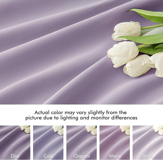 MIULEE Lilac Back Tab Blackout Curtains 102 Inch Long 2 Panels Set - Image 8