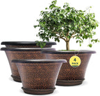 12 Inch Pots for Plants,4 Pack Large Flower Pots with Drainage Hole