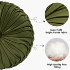 HIG Set of 2 Decorative Round Pleated Throw Pillows, Classy Accent Pumpkin - Image 2