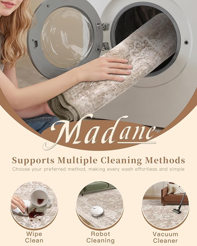 Madane 9x12 Area Rugs for Living Room, Machine Washable Rug - Image 7