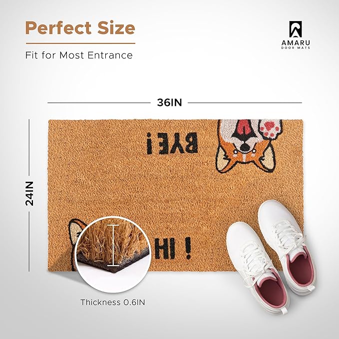 Hi-Bye Dog - 24"x36" - Coir Door Mat - Welcome Mats - Image 2