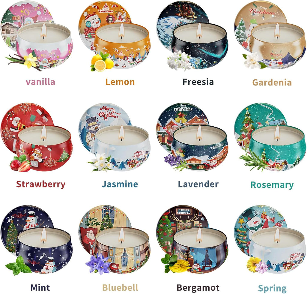 Christmas Candles Gifts for Women, 12 Bulk Scented Candles Set