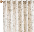 Lazzzy Linen Farmhouse Curtains Grey Floral Curtains 63 Inch Long Back Tab by Lazzzy