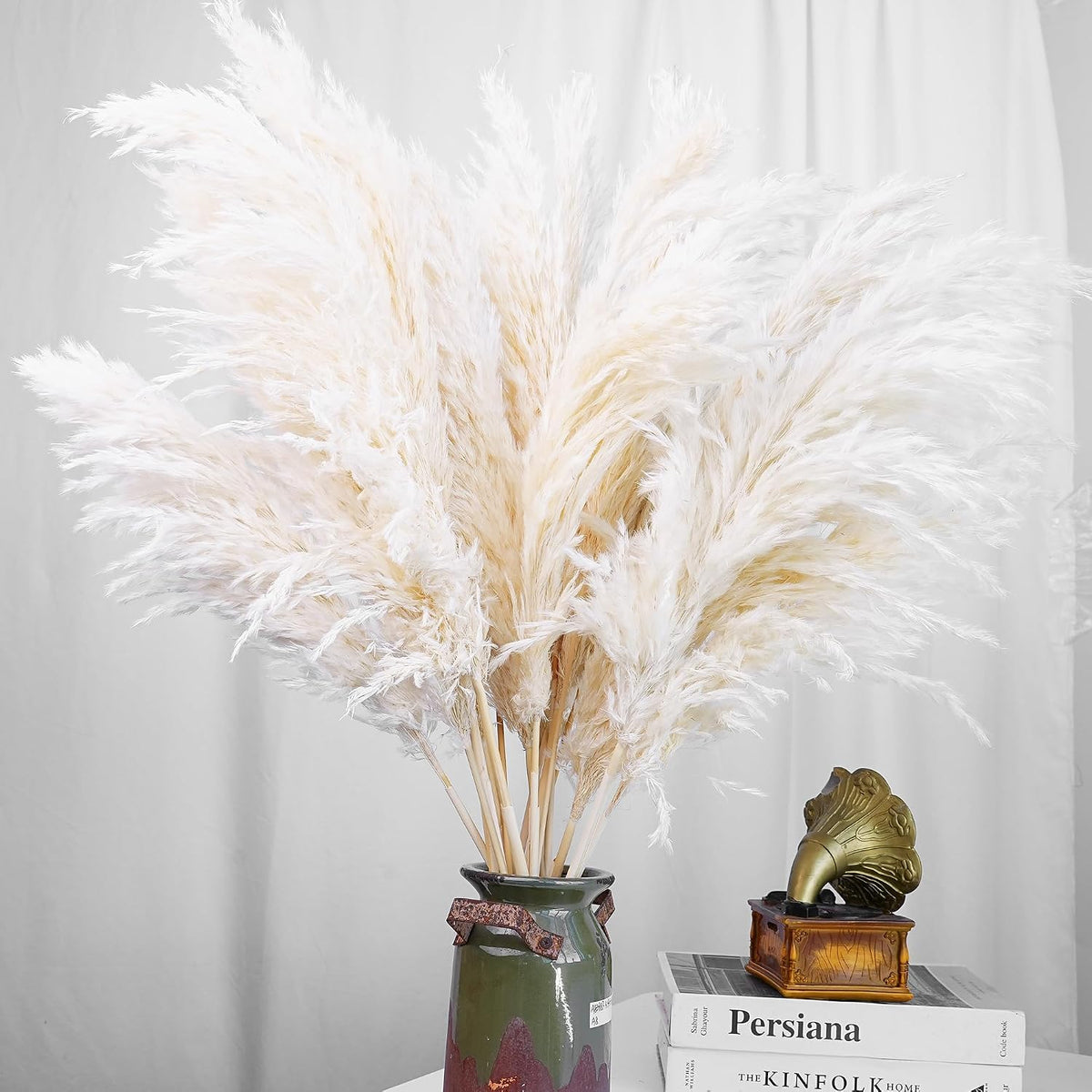 60 PCS Boho Decor, Fluffy Pompas Grass, Natural Dry Pampas Grass Small, Short Pampass Bulk for Boho Room Decor, Coffee Table Decor (17 inch )