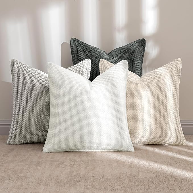 MIULEE Pack of 4 Couch Throw Pillow Covers 18x18 Inch Gray Soft Decorative - Image 2