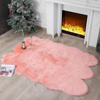 linmopm Faux Fur Rug Sheepskin Shag Fluffy Fuzzy Pink 4x6 ft Rugs by Limopmfauxfurproducts