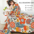 MSGKV Cotton Throw Blanket for Couch Bed 90''x98'', Floral Soft Farmhouse - Image 5