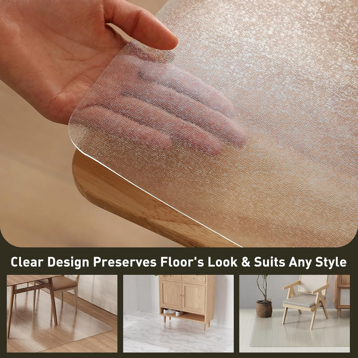Clear Plastic Area Mat for Under Dining Table, 4'×6' Large Vinyl Area Rug