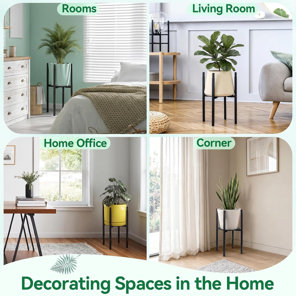 Plant Stand Indoor, Width Adjustable Metal Planter Stand, Fits Up 9.6 - 13.6 Inch Pots, Heavy Duty Potted Plant Holder for Home Garden Patio