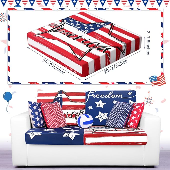 Newwiee 8Pcs Patio Cushion Covers Stretch Outdoor Cushion Cover Replacement - Image 2