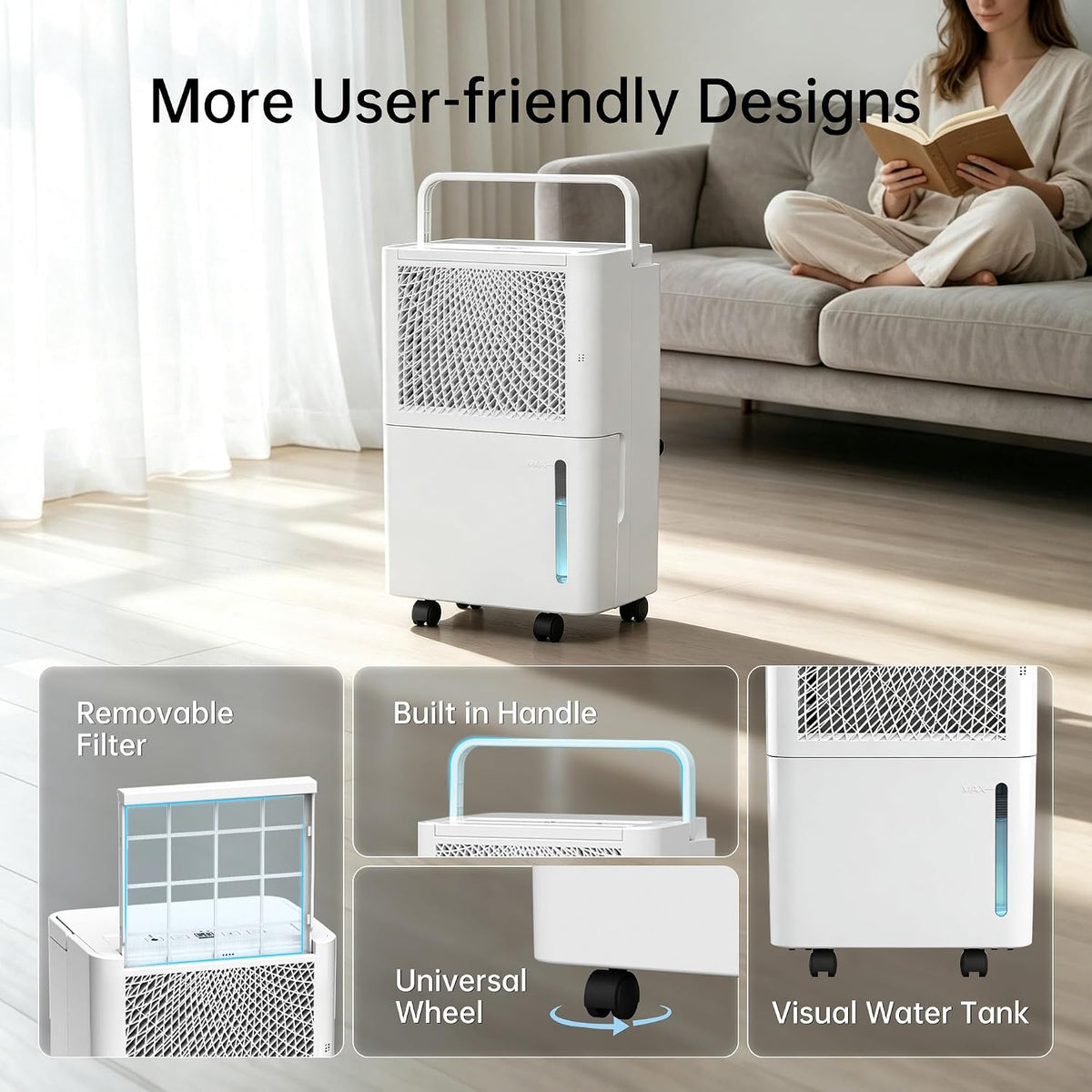 2500 Sq. Ft MAX 30 Pints Dehumidifier Equipped With Drainage Hose, Automatic Defrosting, 24-Hour Timer, Ideal for Basement, Home, Bathroom, Bedroom