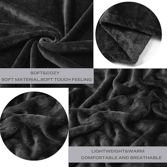 JIAHANNHA Fleece Dark Grey Blanket Throw Blankets - Image 4