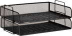 Mind Reader Stackable Paper Tray, Desktop Organizer, File Storage, Office, Metal Mesh, 2 Pcs., Black