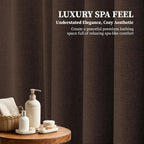 Brown Linen Textured Waterproof Thick Fabric Shower Curtain Set, 72x72
