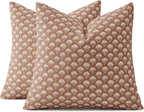MIULEE Floral Print Decorative Pillow Covers 20x20, Almond