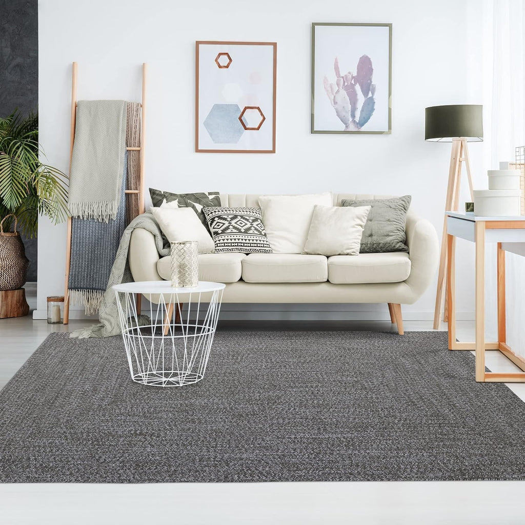 Superior Large Indoor/Outdoor Area Rug, Multi-Tone Reversible Braided Floor Decor for Patio, Front Porch, Entryway, Living Room, Office, Nursery, Artistic Home, 3' x 5', Canvas-White