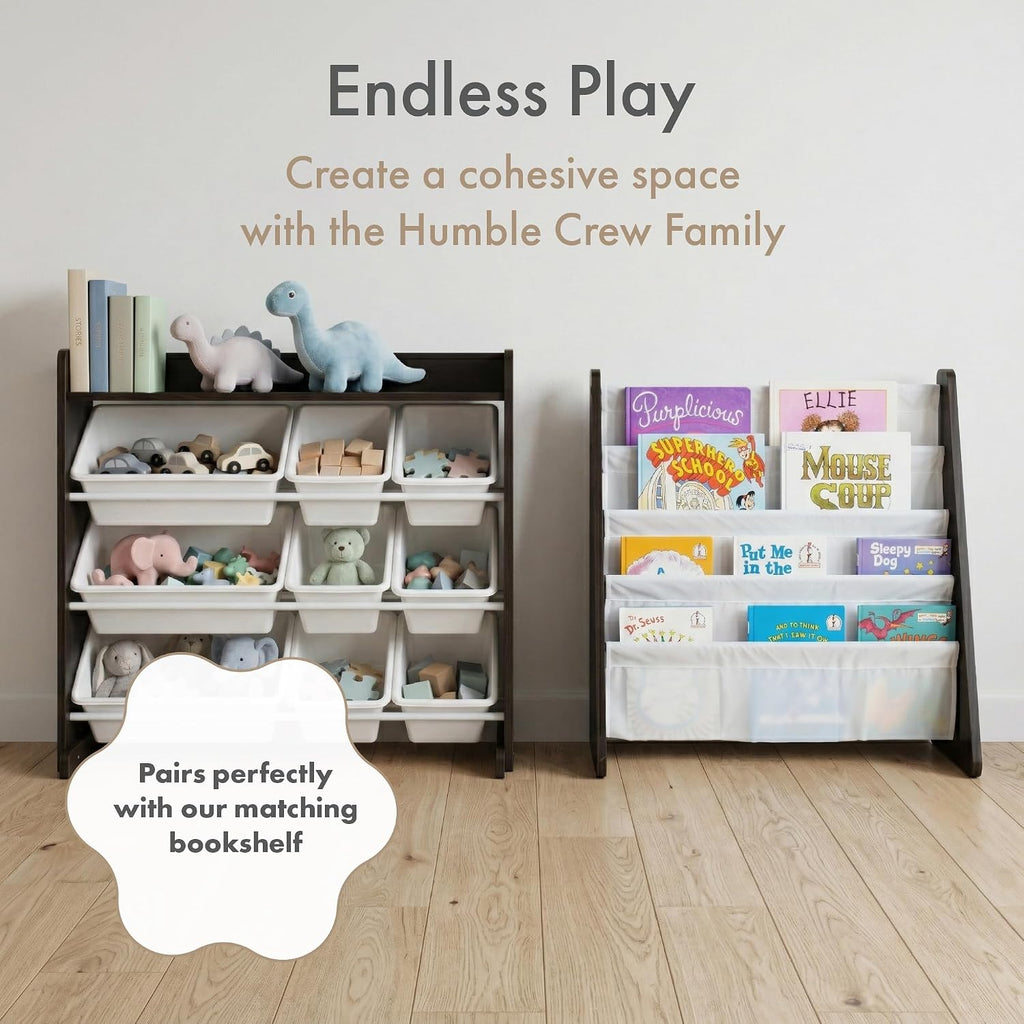 Humble Crew Kids Toy Organizer with Display Shelf, 9 Bins, 3 Tier Storage