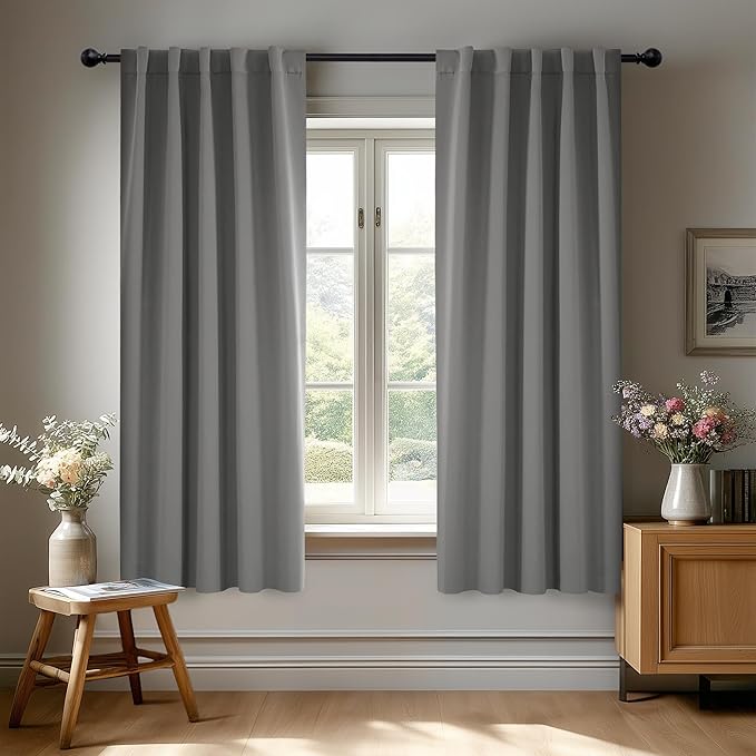 Deconovo Blackout Curtains, Thermal Insulated, W42 x L45 2 Panels, Back Tab by Deconovo