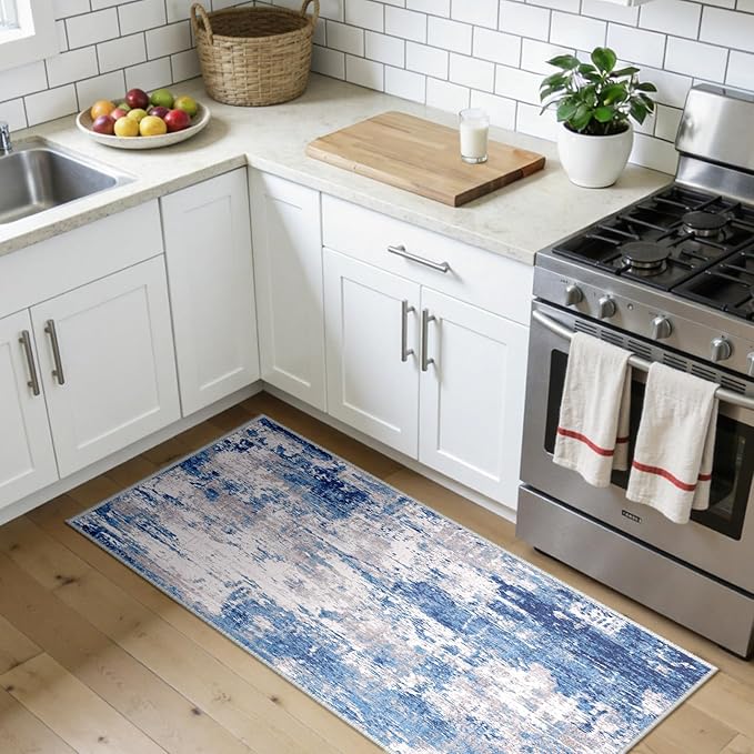 Washable Area Rugs 2'x5' Non-Slip Modern Abstract Soft - Image 3