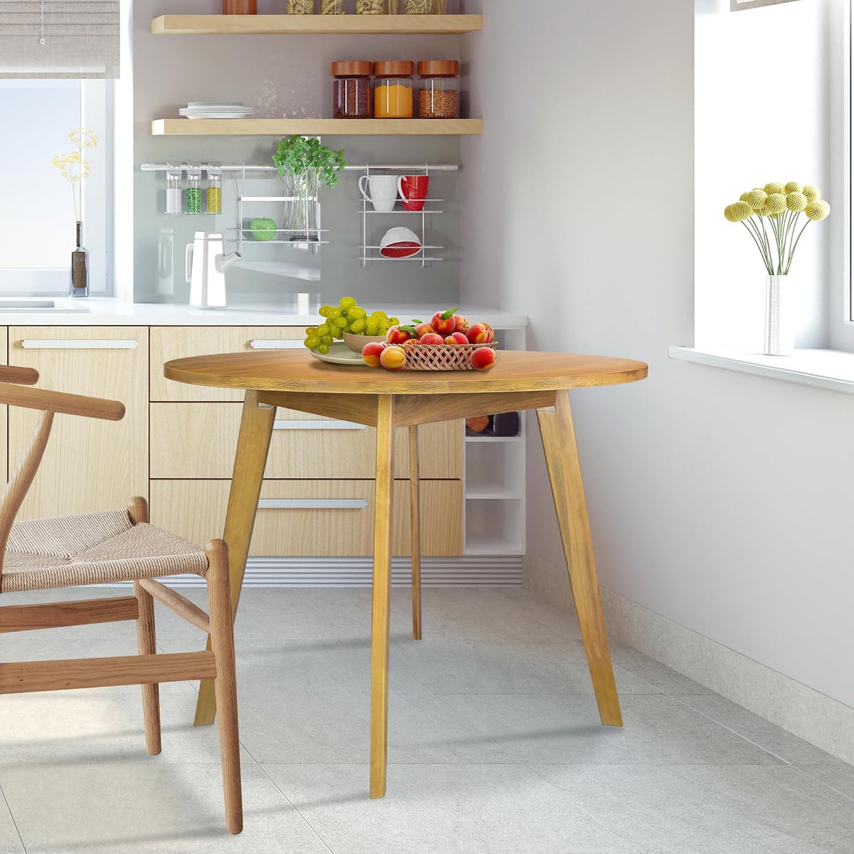American Trails Genuine 100% Hardwood Round Dining Table - Hand-Wiped Harvest Gold